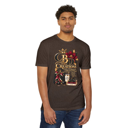 T‑Shirt — CBD Creations Floral Logo Tee (Books, Crown & Coffee Design)