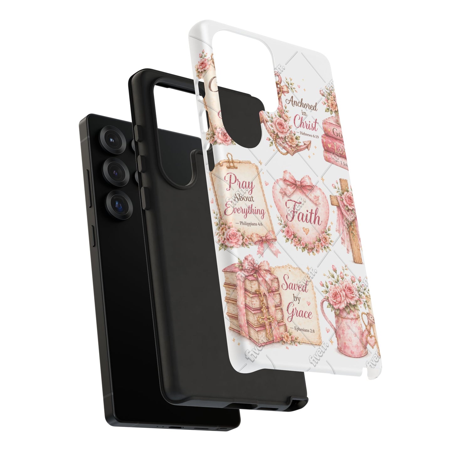 Faith Floral Phone Case – Christian Inspirational Scripture iPhone Cover (Choose Joy, Pray, Faith)