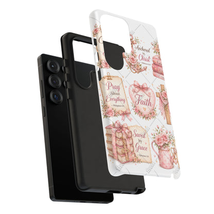 Faith Floral Phone Case – Christian Inspirational Scripture iPhone Cover (Choose Joy, Pray, Faith)