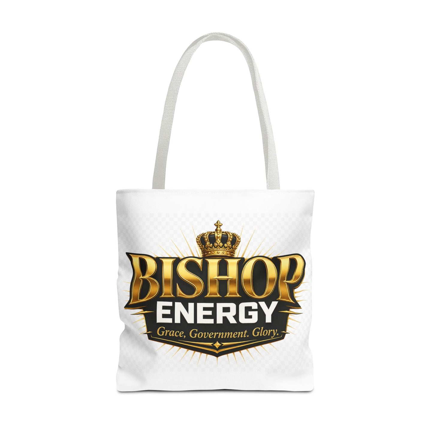 Bishop Energy Tote Bag — Gold Crown Logo Tote for Church Leaders & Faith Events