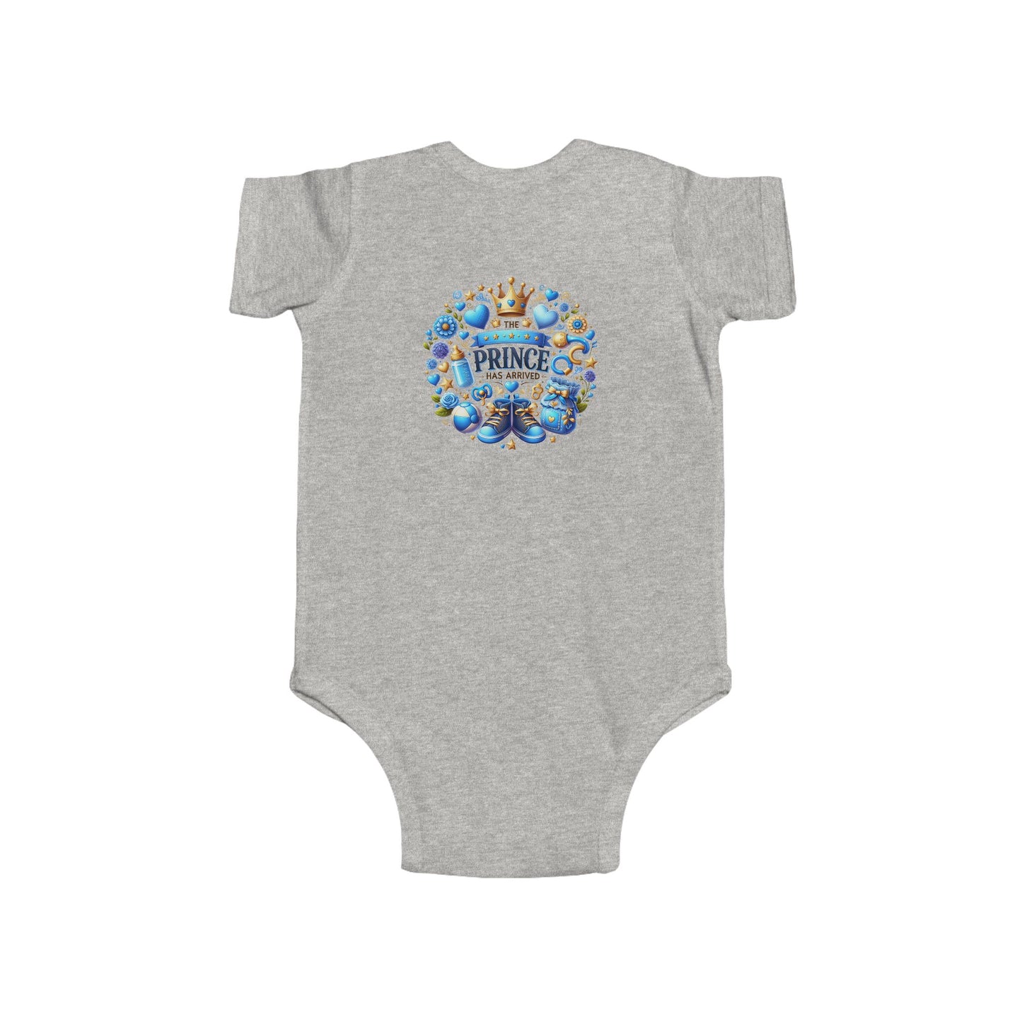 Baby Bodysuit - 'Little Prince' Blue Crown Floral Newborn Onesie