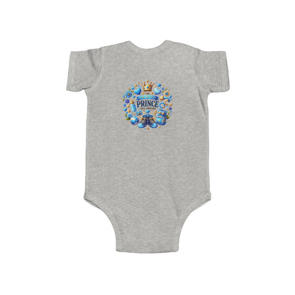Baby Bodysuit - 'Little Prince' Blue Crown Floral Newborn Onesie