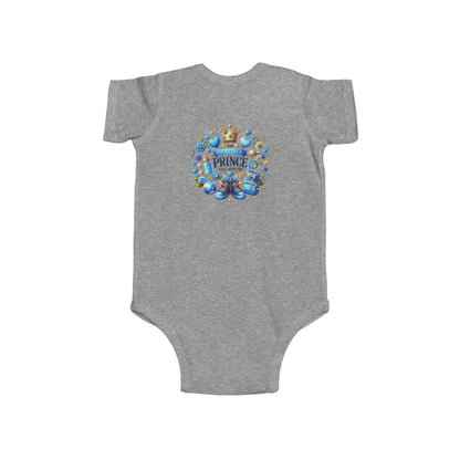 Baby Bodysuit - 'Little Prince' Blue Crown Floral Newborn Onesie