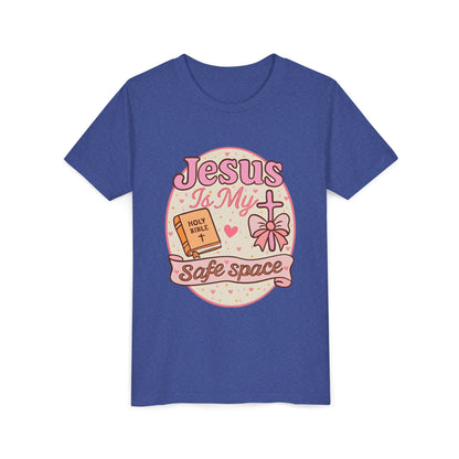 Youth Tee — "Jesus Is My Safe Space" Christian Kids T-Shirt