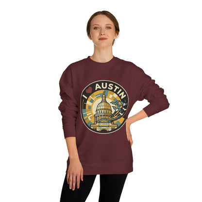 I  Austin Crewneck Sweatshirt — Austin Capitol Retro Graphic