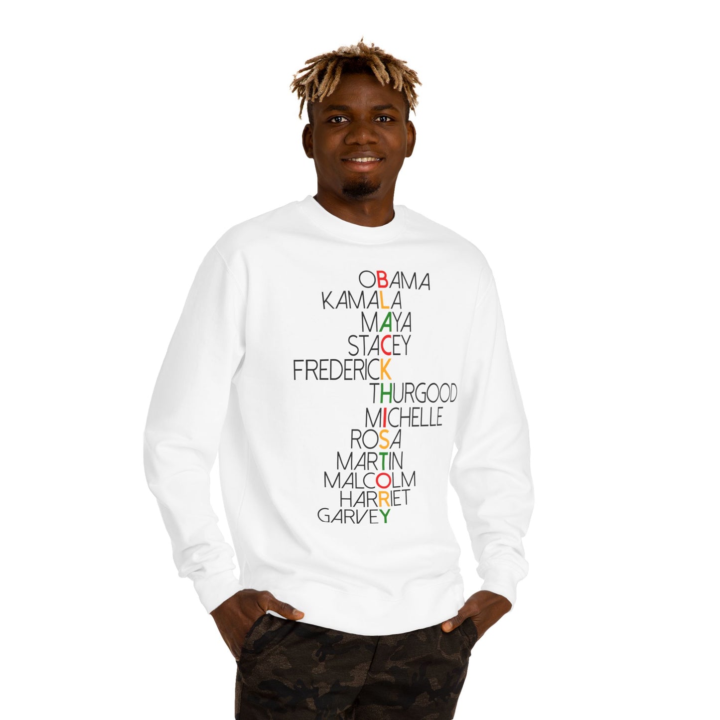 Black History Leaders Crewneck Sweatshirt — Names of Influential Black Figures
