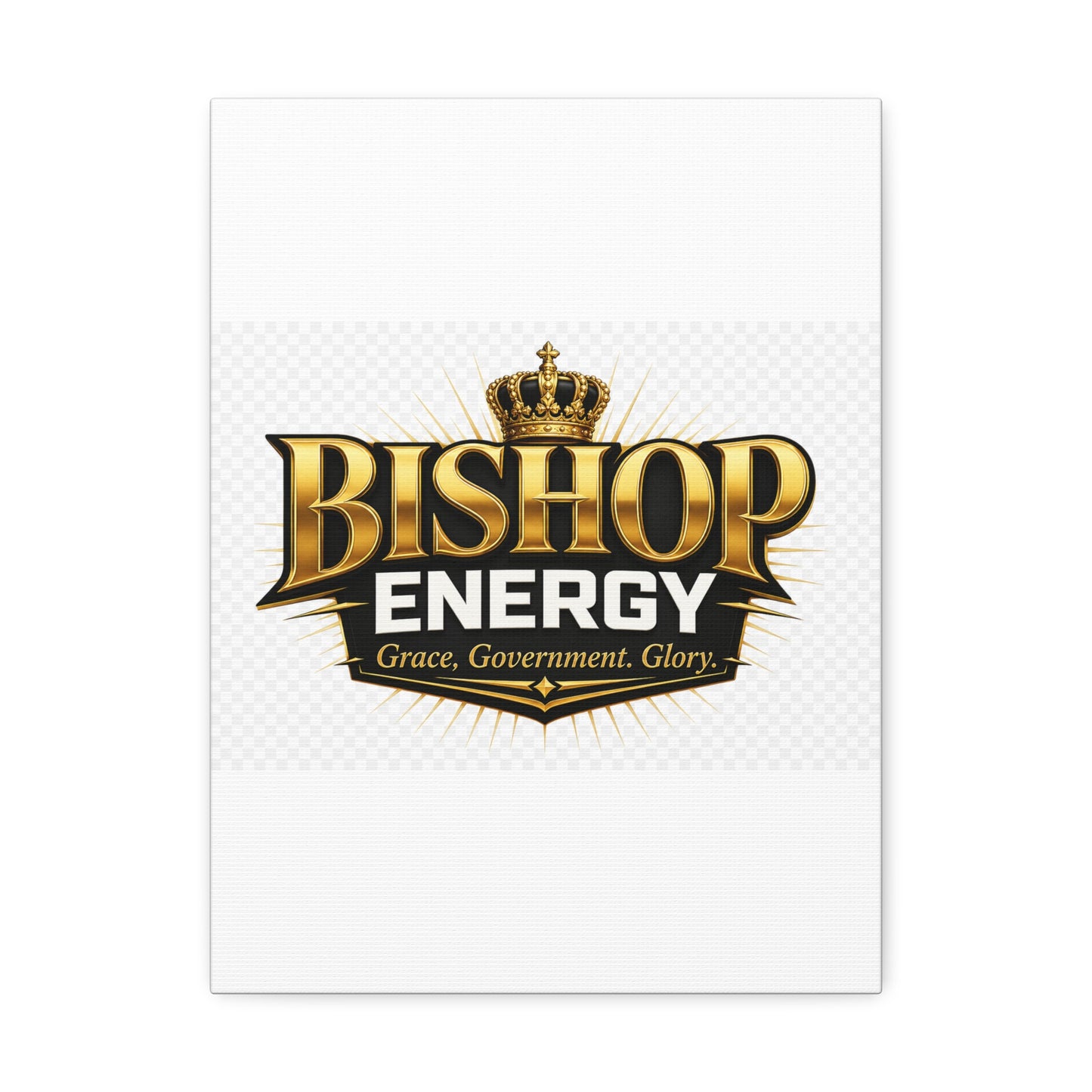 Bishop Energy Stretched Canvas - Gold Crown Emblem (Grace, Government, Glory)