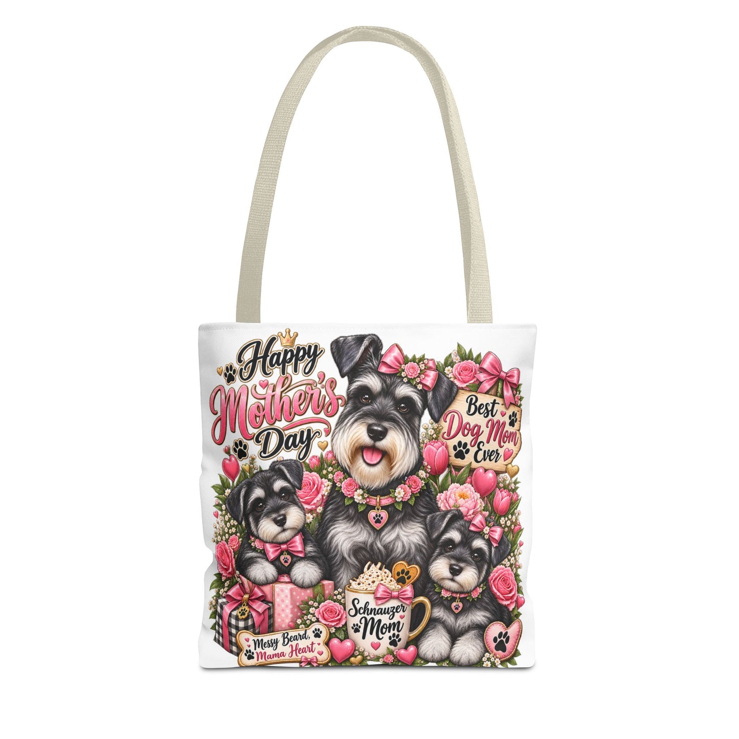 Happy Mother's Day Schnauzer Tote Bag — Best Dog Mom Ever Floral Gift