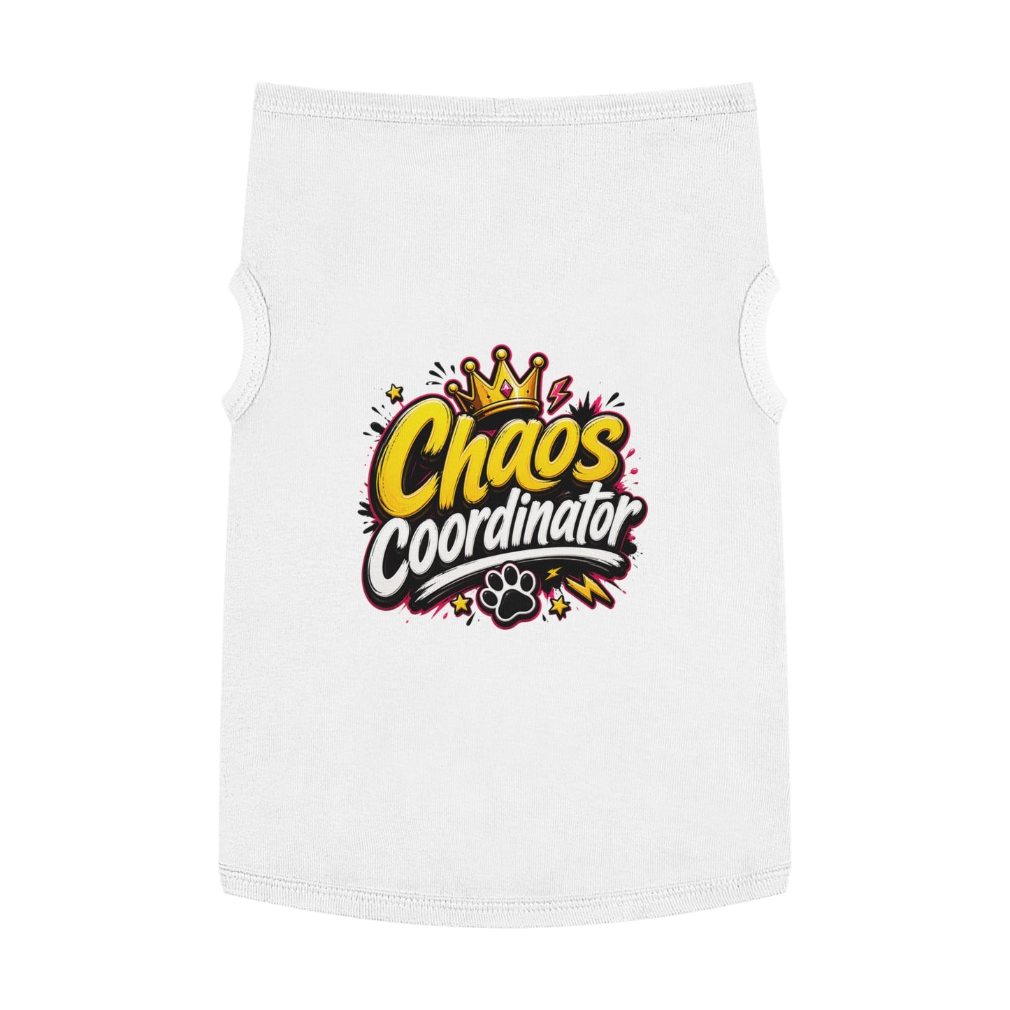 Chaos Coordinator Pet Tank Top — Cute Crown Paw Graphic Dog & Cat Tee