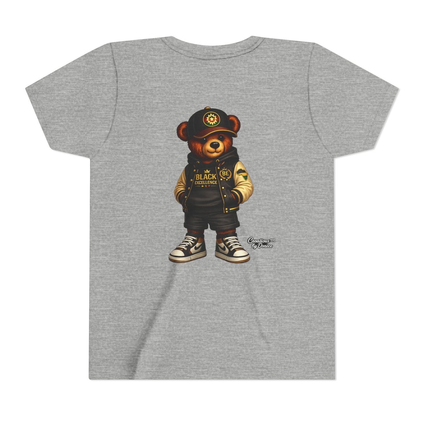 Youth Tee — Streetwear Teddy Bear Graphic (Black Varsity)