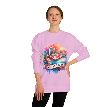 Nevada Las Vegas Watercolor Sweatshirt — Colorful Travel Souvenir Crewneck