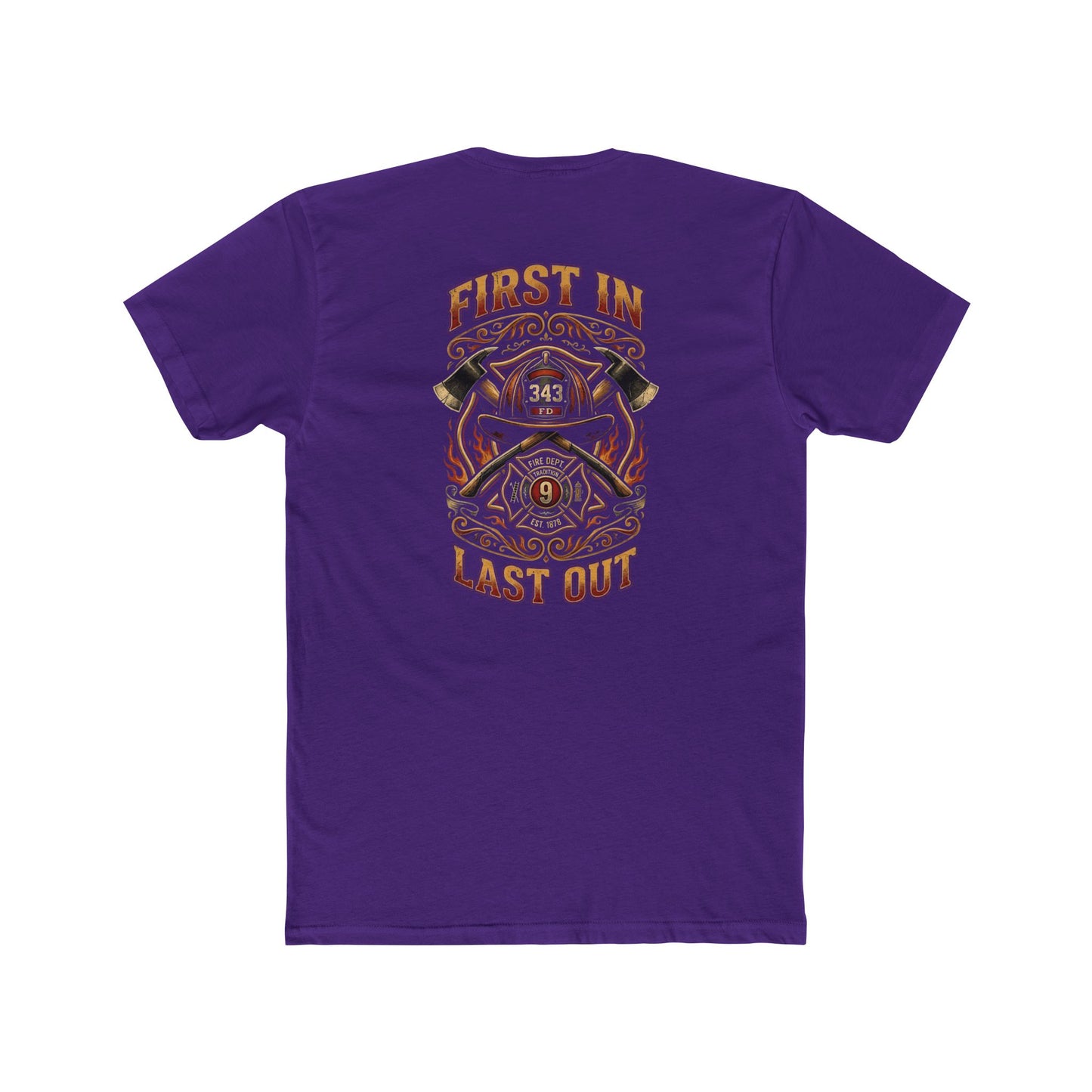 Firefighter T‑Shirt - "First In Last Out" Vintage Firefighter Crew Tee