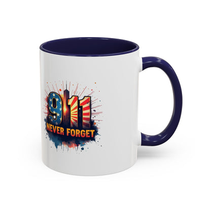 9/11 Never Forget Coffee Mug — Patriotic Memorial Accent Mug