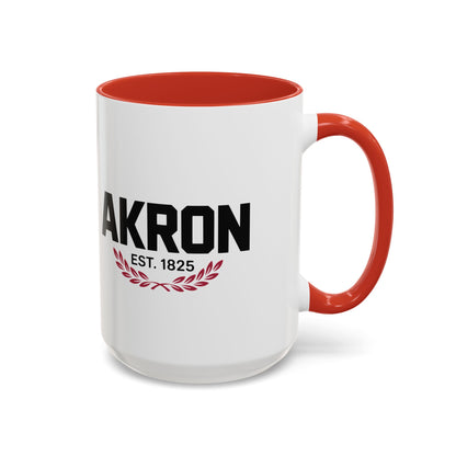 Akron Est. 1825 Accent Coffee Mug — Vintage City Pride Ceramic Mug