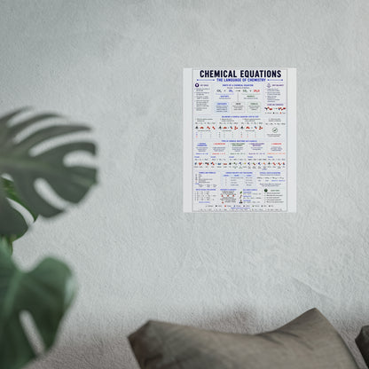 Chemical Equations Poster — Chemistry Reference Fine Art Poster for Students & Classrooms