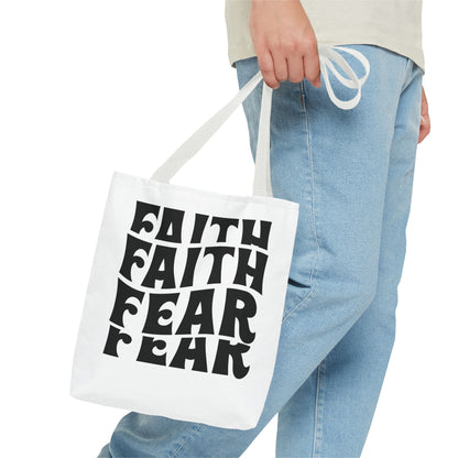 Faith Over Fear Tote Bag – Bold Retro Typography Canvas Tote