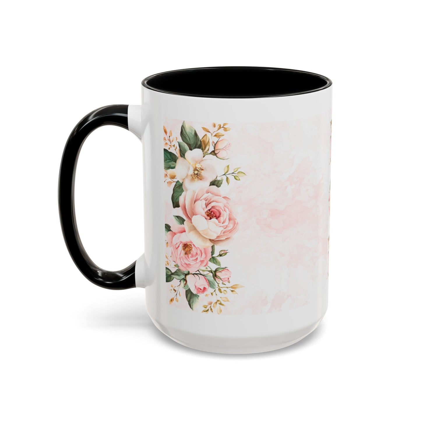 Mom Floral Accent Coffee Mug — Pink Roses Mother's Day Gift (11/15oz)