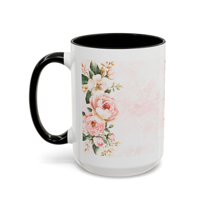 Mom Floral Accent Coffee Mug — Pink Roses Mother's Day Gift (11/15oz)