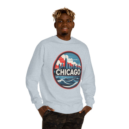 Chicago Skyline Crewneck Sweatshirt — Retro Cityscape Lakefront Design