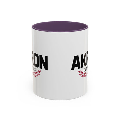 Akron Est. 1825 Accent Coffee Mug — Vintage City Pride Ceramic Mug