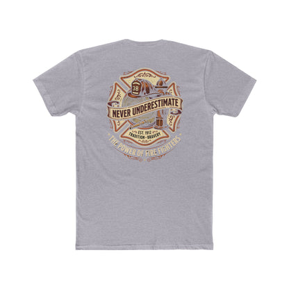 Firefighter Tee - "Never Underestimate" Vintage Firefighter Helmet Design
