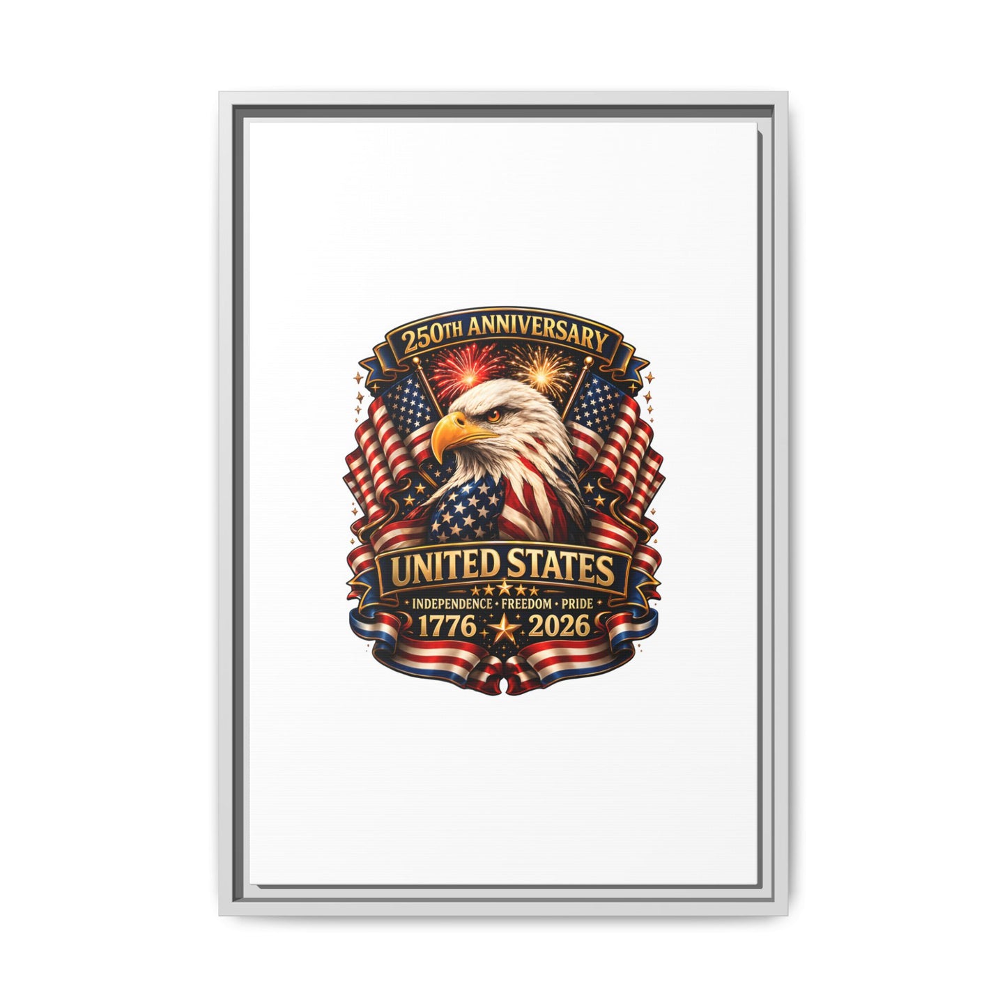 Patriotic Eagle 250th Anniversary Framed Canvas Print — United States 1776–2026
