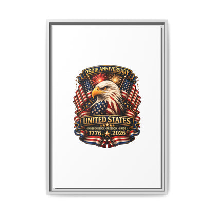 Patriotic Eagle 250th Anniversary Framed Canvas Print — United States 1776–2026