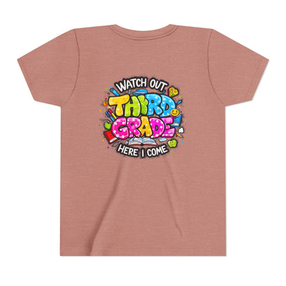 Third Grade Kids T‑Shirt — "Watch Out Third Grade Here I Come" Back-to-School Tee