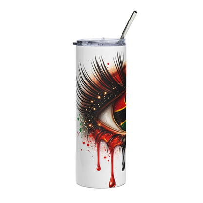 20oz Stainless Tumbler — Afrocentric Eye Drip Design (Red Black Green)