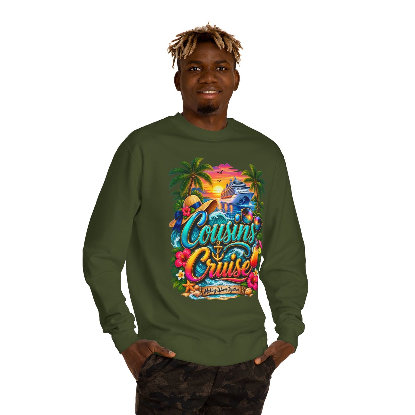 Cousins Cruise Sweatshirt — Tropical Family Cruise Reunion Crewneck