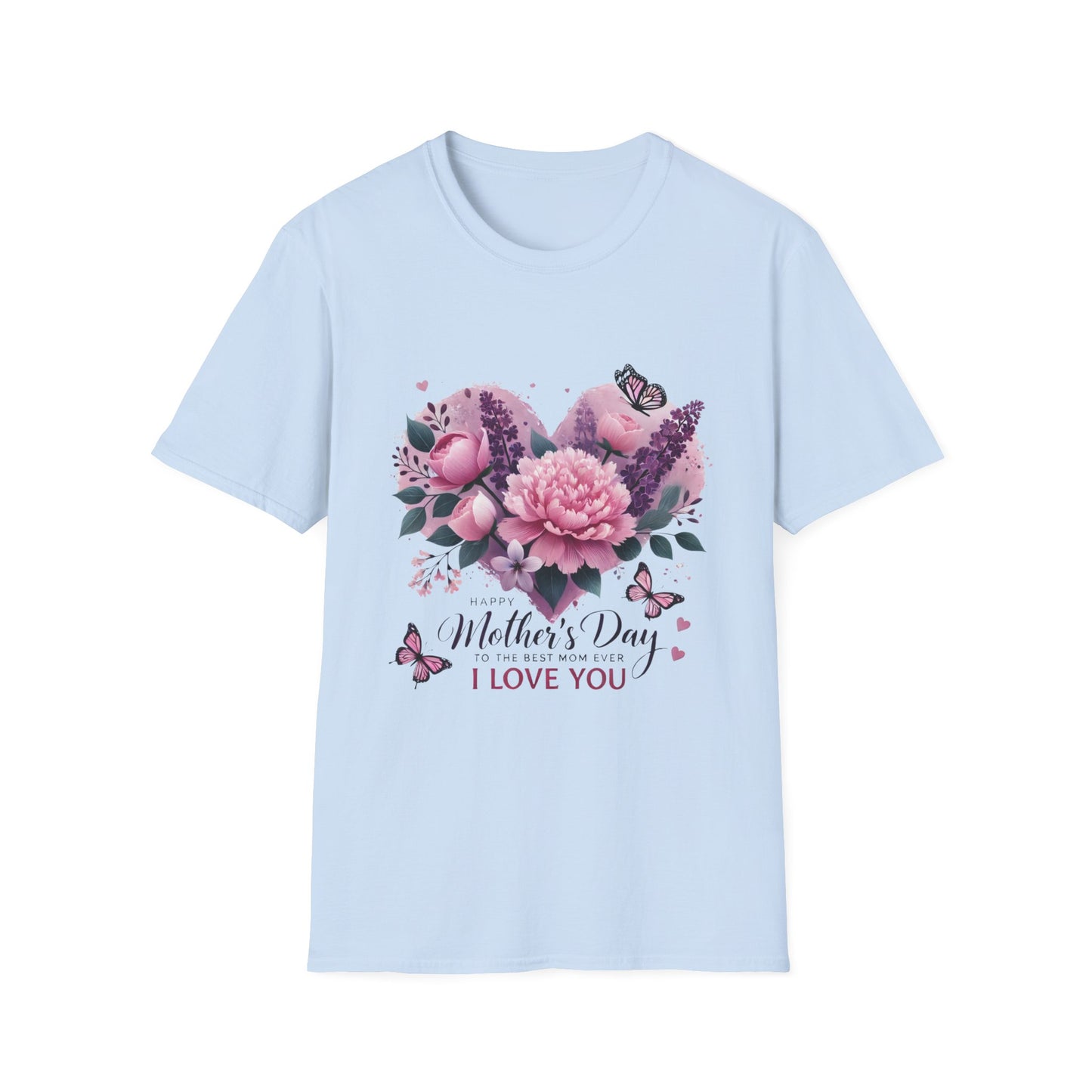 Mother's Day Floral T-Shirt — "Mother's Day I Love You" Heart Bouquet