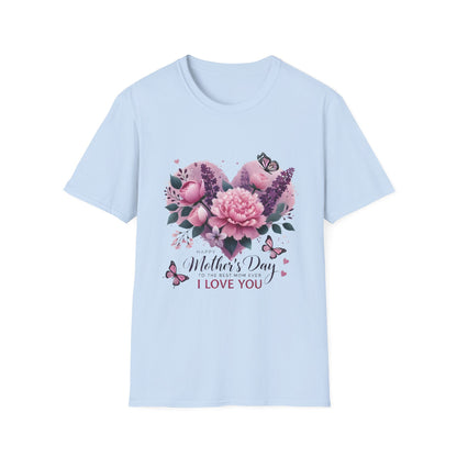 Mother's Day Floral T-Shirt — "Mother's Day I Love You" Heart Bouquet
