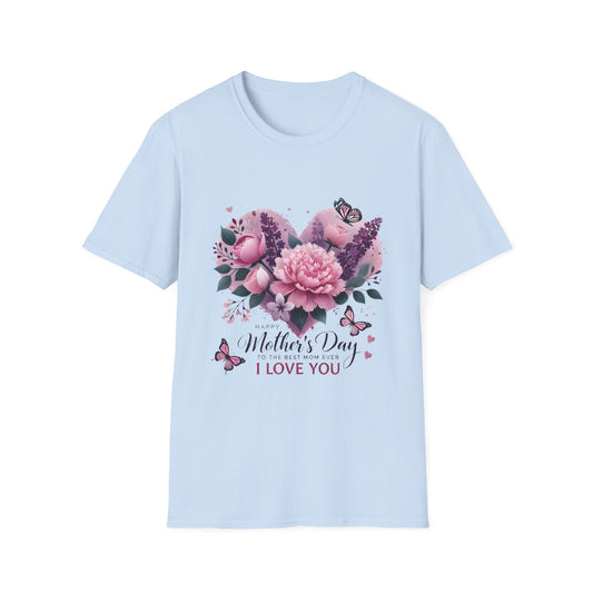 Mother's Day Floral T-Shirt — "Mother's Day I Love You" Heart Bouquet