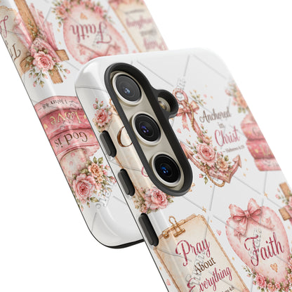 Faith Floral Phone Case – Christian Inspirational Scripture iPhone Cover (Choose Joy, Pray, Faith)