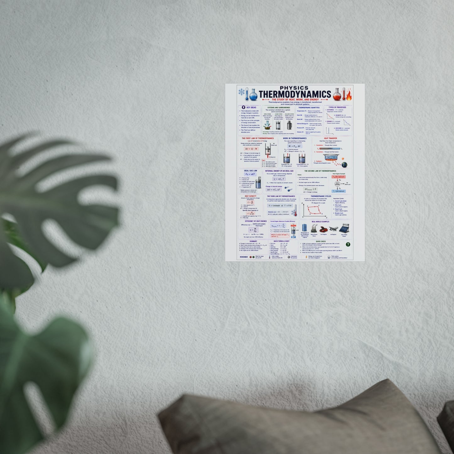 Thermodynamics Physics Poster — Educational Fine Art Wall Chart