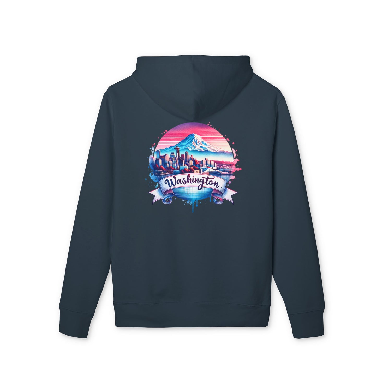 Washington State Skyline Hoodie — Retro Mt. Rainier Travel Pullover