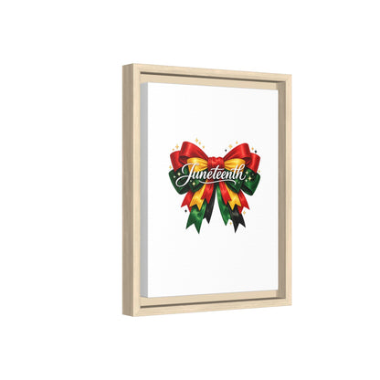 Juneteenth Framed Canvas Print – Festive Red, Green & Gold Ribbon Wall Art