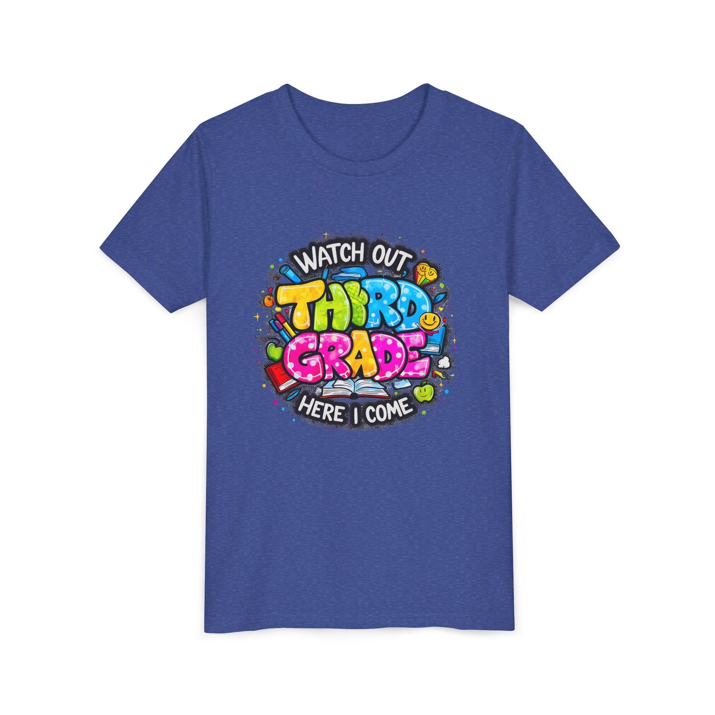 Third Grade Kids T‑Shirt — "Watch Out Third Grade Here I Come" Back-to-School Tee