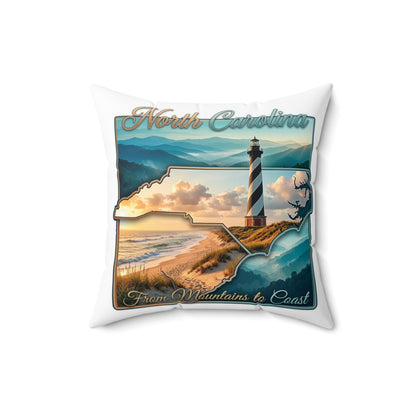 North Carolina Lighthouse Coastal Pillow — From Mountains to Coast Decorative Throw Pillow