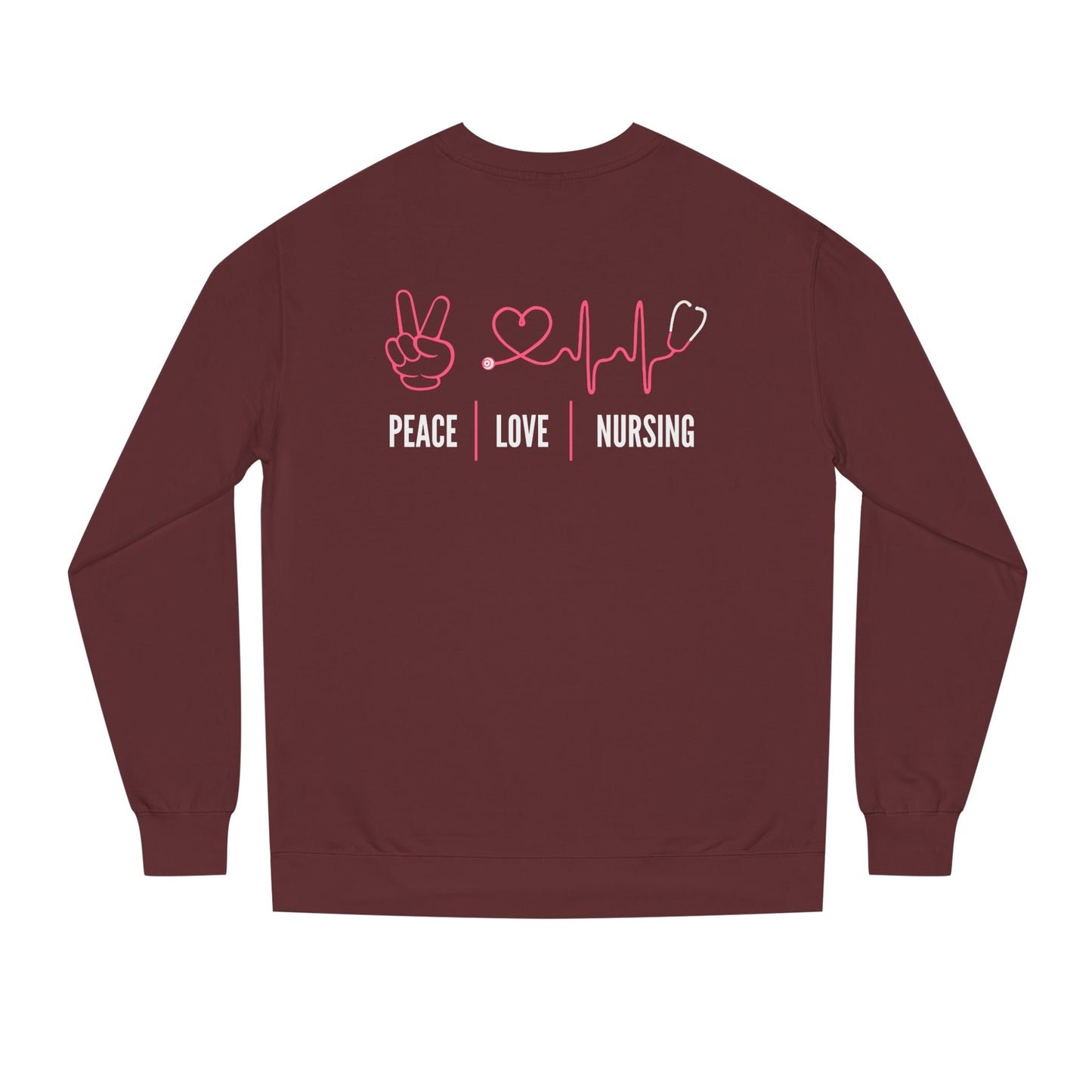 Peace Love Nursing Sweatshirt — Nurse Gifts, Heartbeat & Peace Sign Crewneck