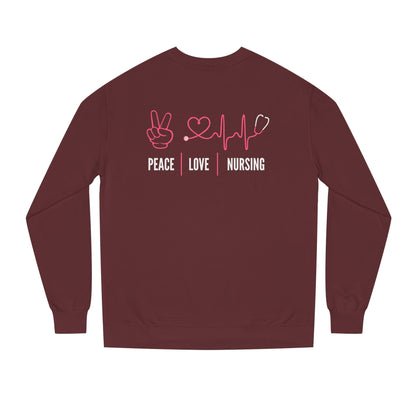 Peace Love Nursing Sweatshirt — Nurse Gifts, Heartbeat & Peace Sign Crewneck