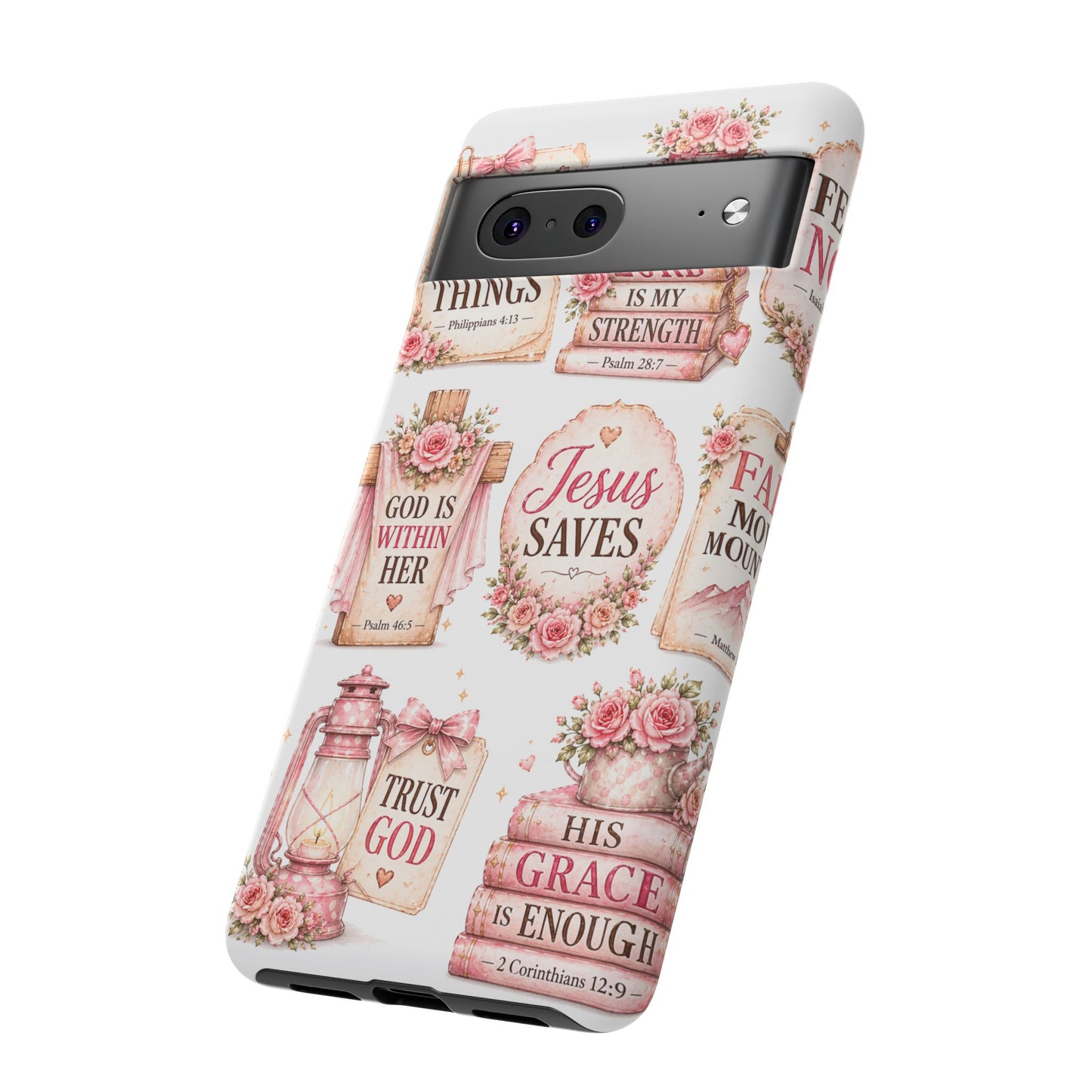 Faith Phone Case — 'Jesus Saves' Floral Christian Scripture iPhone Case