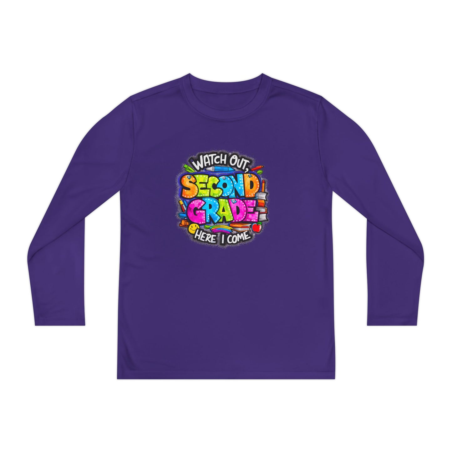 Second Grade Long Sleeve Tee — "Watch Out Second Grade Here I Come" Youth Shirt