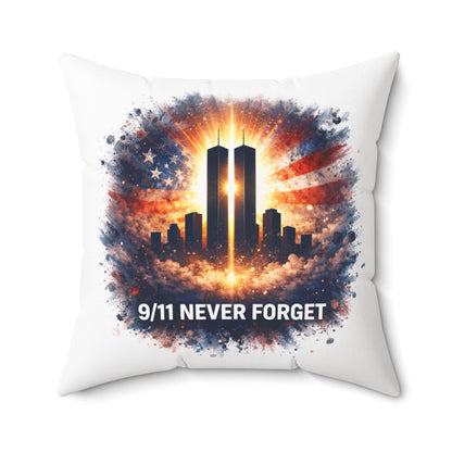 9/11 Never Forget Memorial Pillow — Twin Towers Tribute Throw Pillow