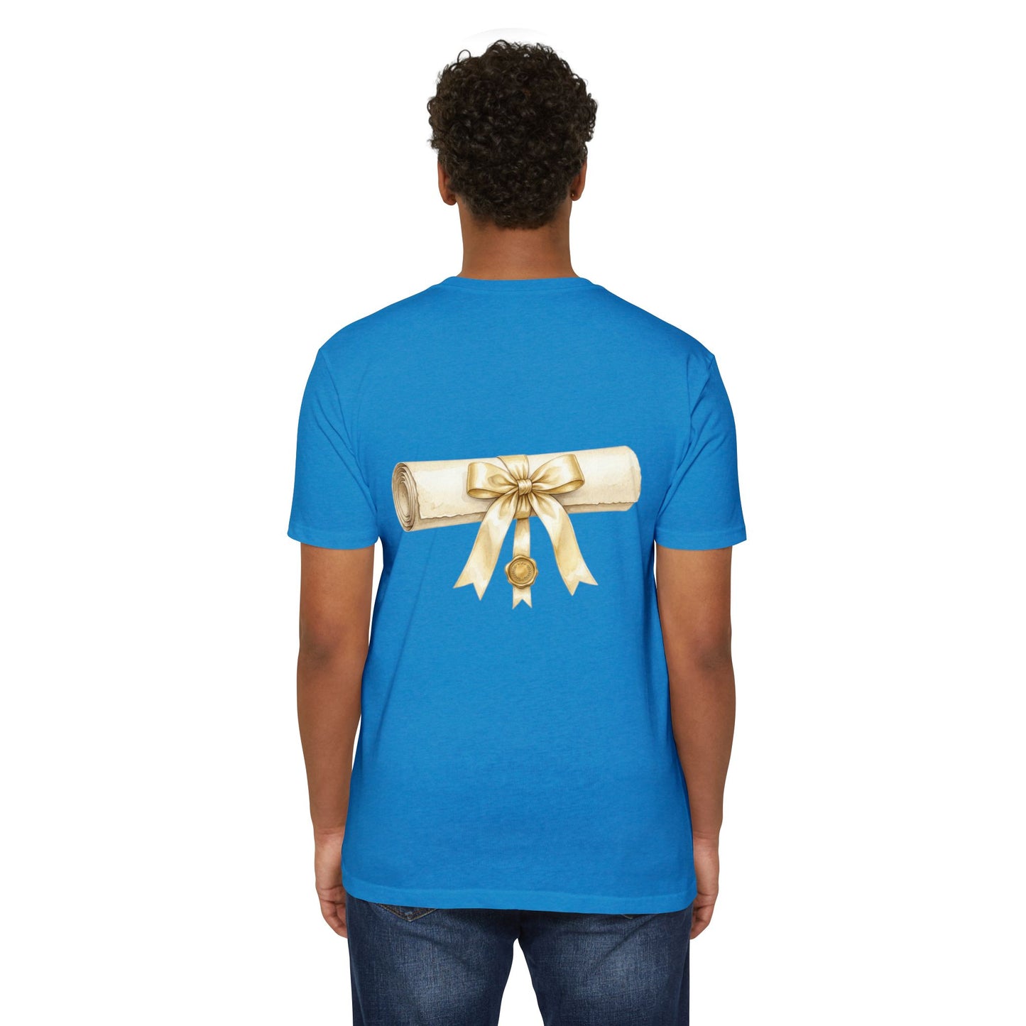 Graduation Scroll T-Shirt — Gold Ribbon Diploma Tee