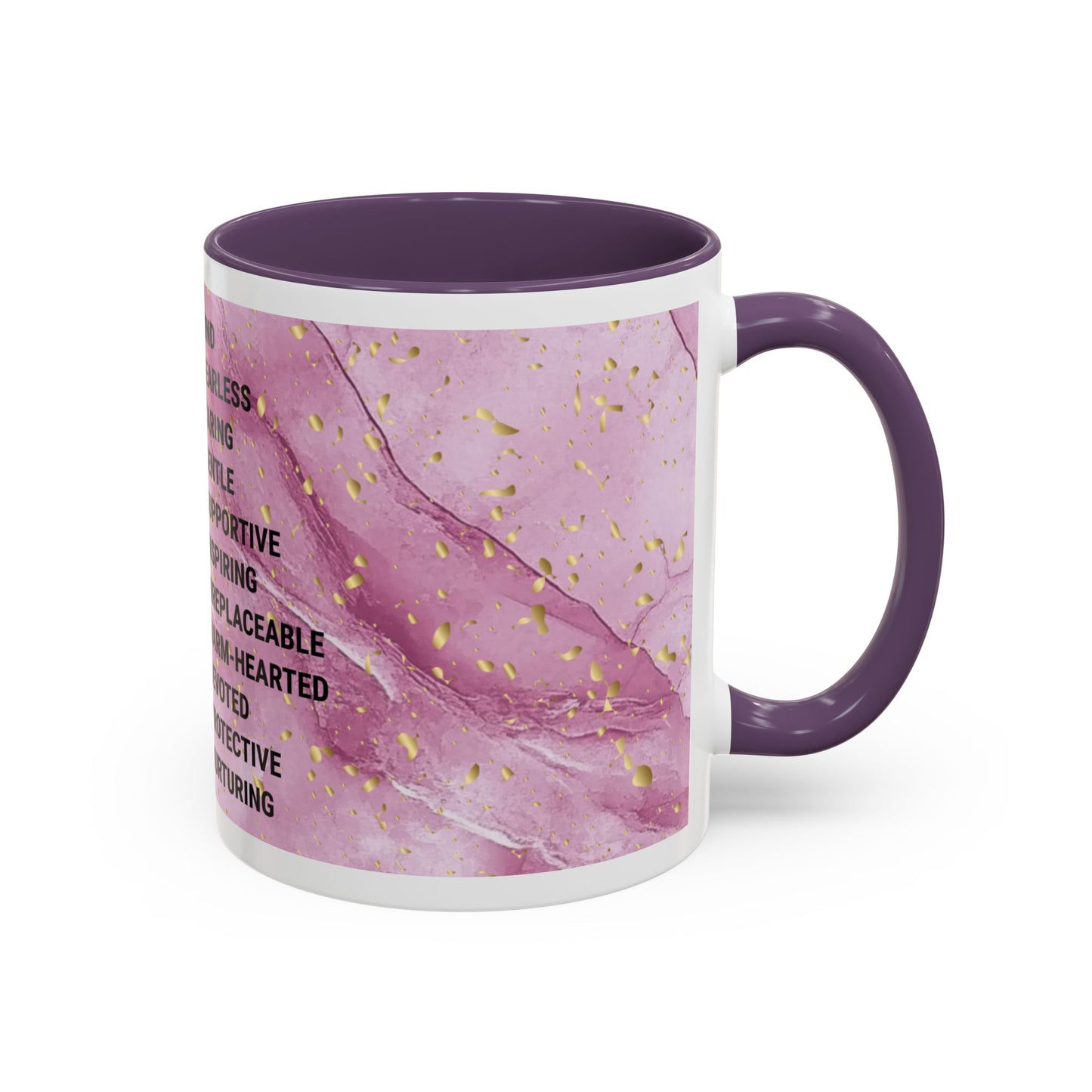Mom Definition Accent Coffee Mug – Inspirational Pink Marble Mother’s Day Gift (11/15oz)