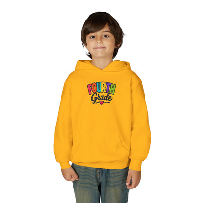 Fourth Grade Hoodie — Colorful Kids School Sweatshirt (“Fourth Grade” with Heart)