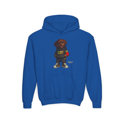 Youth Hoodie - Cute Rottweiler Puppy 'Black History' Graphic Sweatshirt for Kids