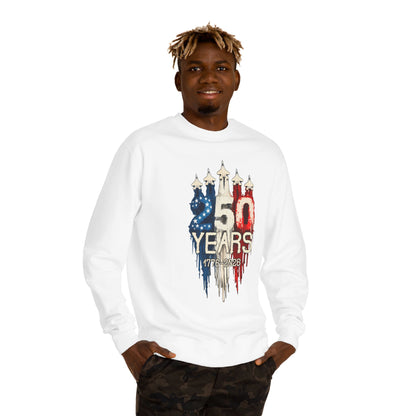 50 Years Anniversary Sweatshirt — Patriotic USA Flag Design (1971–2021)