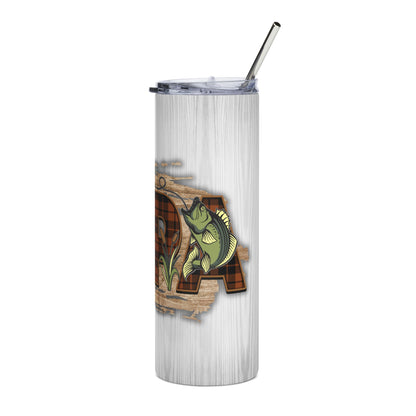 Fishing Dad 20oz Stainless Steel Tumbler – Plaid ‘Dad’ Outdoor Camper Design